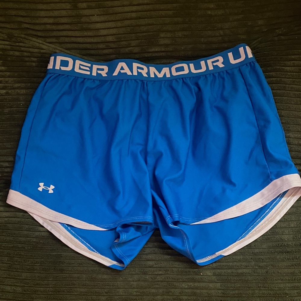 Under Armour Bright Blue Women's Athletic Shorts with white Trim